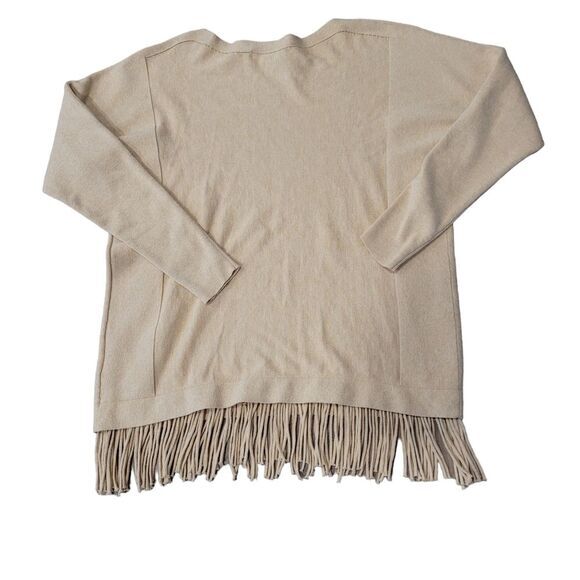Lilly Pulitzer Glenda Heathered Sand Bar Tan Fringe Coolmax Sweater Small - Picture 4 of 8